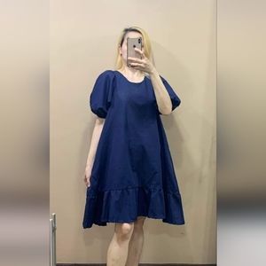 Baby Doll Style Navy Blue Ruffle Dress Loose fit Medium to Large
